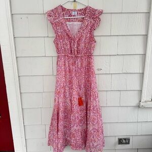 Mer St. Barth Giselle Maxi Dress in Safi Pink Block Print size Medium